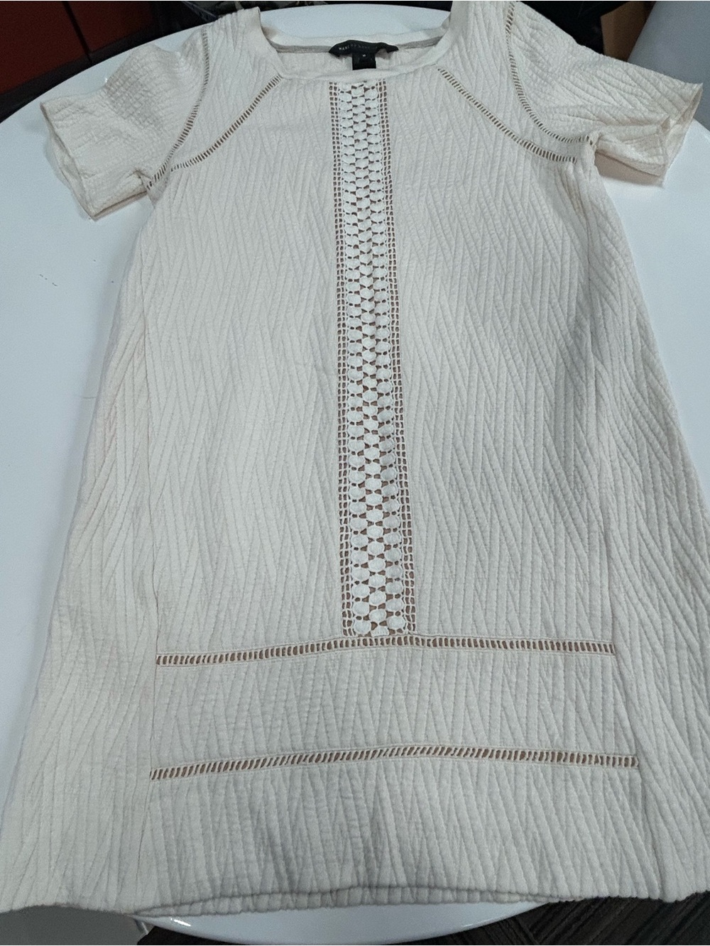 Marc by Marc Jacobs "Demi" Antique White Crochet/Jacquard Quilted Mini Dress